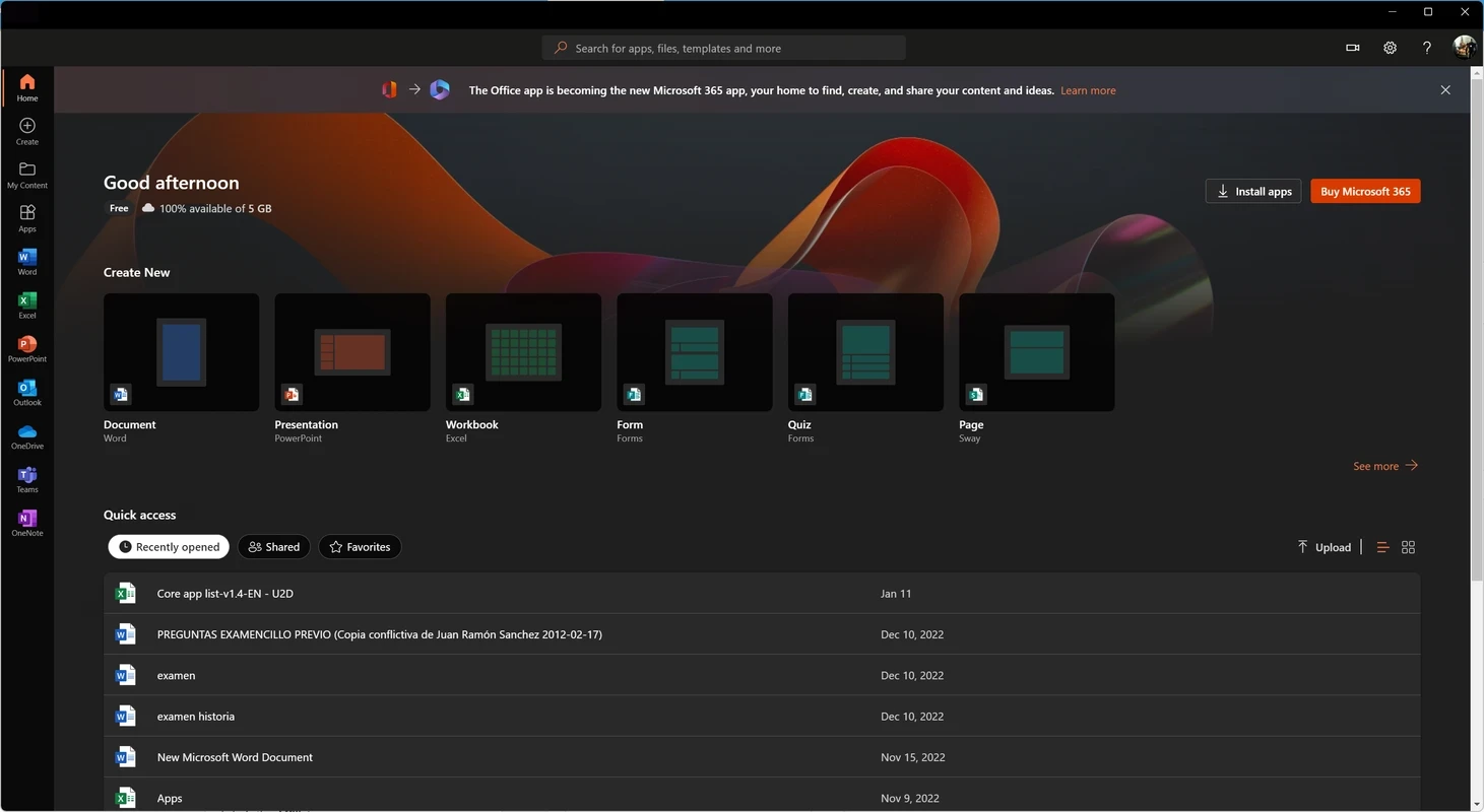 Microsoft 365 Office (UWP) — captura de tela 4